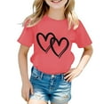 thumbnail image 1 of FhsagQ T-Shirt Graphique Mignon à Col Rond et Manches Courtes pour Filles, Été, Décontracté, Taille 9/10, Rouge Melon D\'eau, 10-12 Ans, 1 of 5