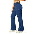 thumbnail image 2 of MMJ Cargo Pants for Women Flare Leg High Waist Fleece Lined with Pockets Stretch Casual Trousers Full Length Comfortable Warm Outdoor Hiking Travel, 2 of 8