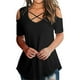 thumbnail image 2 of Blusa suelta de manga corta con camiseta sexy para niña con hombros descubiertos, vendaje negro, S AweSitey AP001291-06, 2 of 6