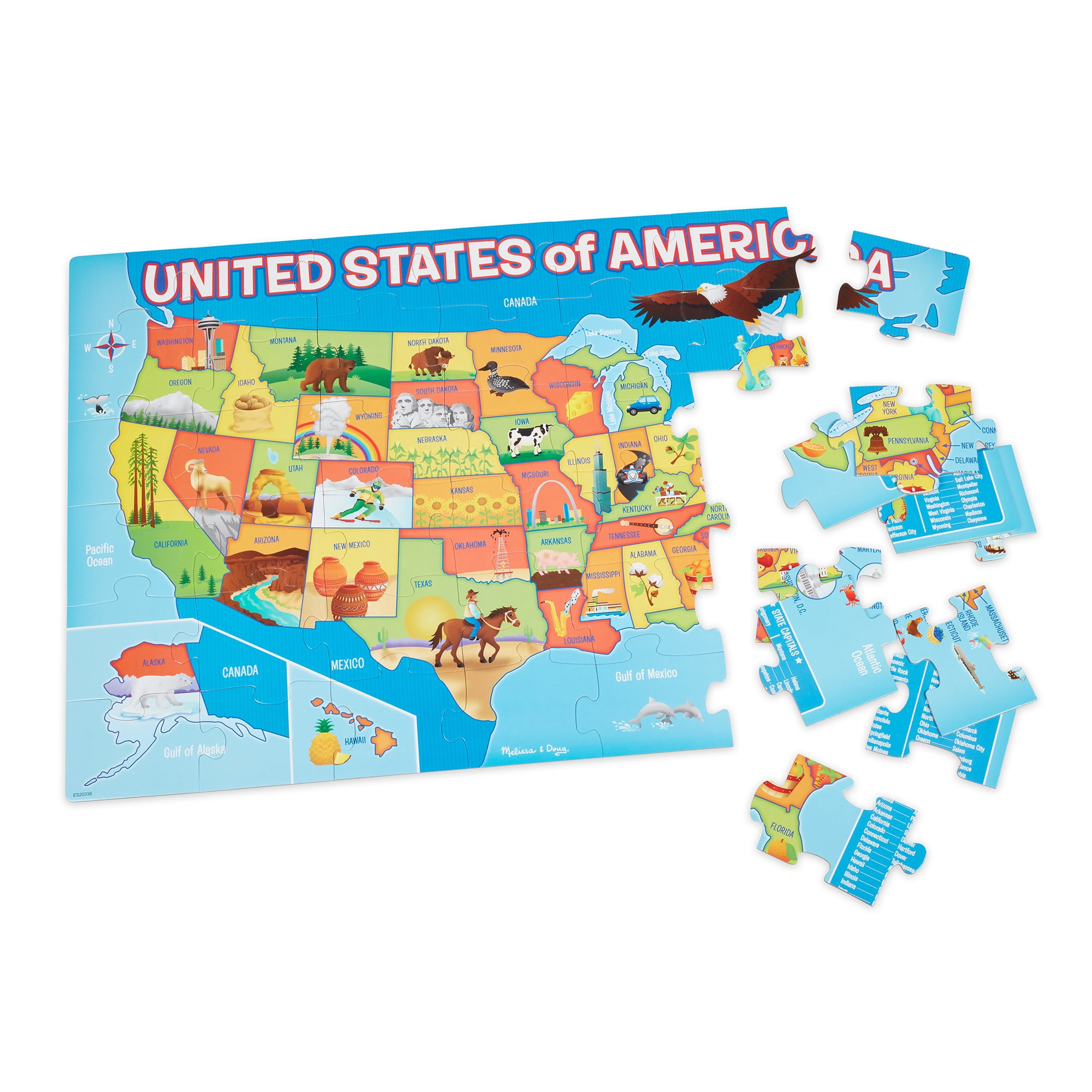 Melissa & Doug USA Map Giant Cardboard Floor Puzzle (42 Pcs)