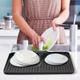 thumbnail image 7 of Silicone Dish Drying Mat for Kitchen Counter with Built-in Drain, Compact Drainer Mat for Kitchen RV Campers Travel, Fast Self-Draining Slope, Non-Slip, Multiple Use 17.7 x 11.8 Inch(Grey), 7 of 7
