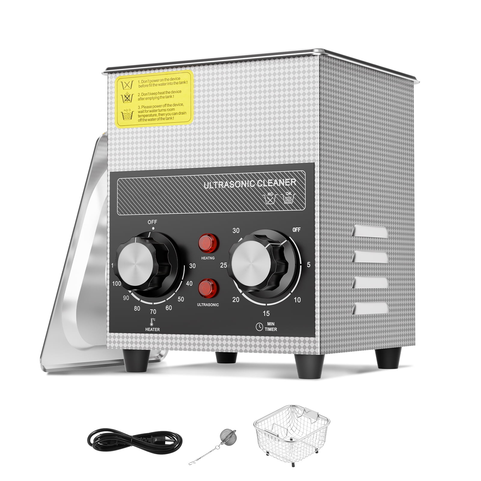 KFFKFF 2L Ultrasonic Cleaning Device with Heating Function, Timer & Basket, Advanced Digital Sonic Cavitation System, 60W Cleaning Equipment for Watches, Instruments, Eyewear