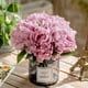 thumbnail image 1 of Flor de hortensia artificial en jarrón de cristal MOOMASS Purple Pink, 1 of 6