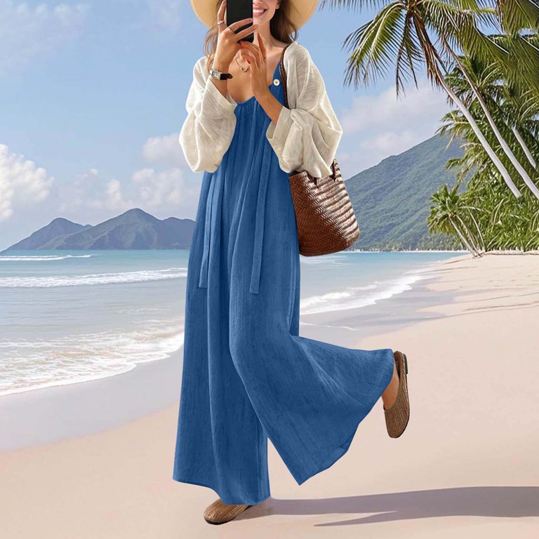 Plus Size Womens Dresses Clothes Short Sleeve Dress Blue 10(XL) Dresses  Casual Fashion Ladies Solid Color Crew Neck Button Pocket Long Pants  Jumpsuit Trousers Long Dresses for Women - Walmart.com