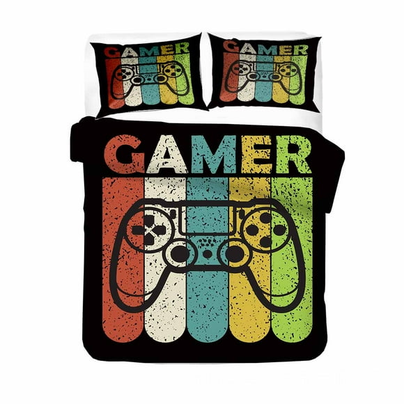 Teen Boys Duvet Sets, Twin Set Gaming Bedding Sets, Video Game Bedspread, Gaming Comforter, Gamepad Bed Set