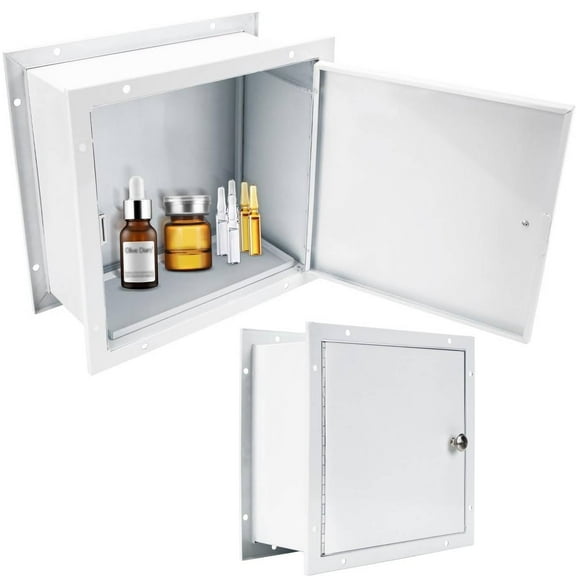 Reykilor Stainless Steel Recessed Specimen Pass Through Cabinet Storage Cabinet with Double Access Doors & Pass Tray, Wall Mount, 13.2"W x6"D x12.7"H