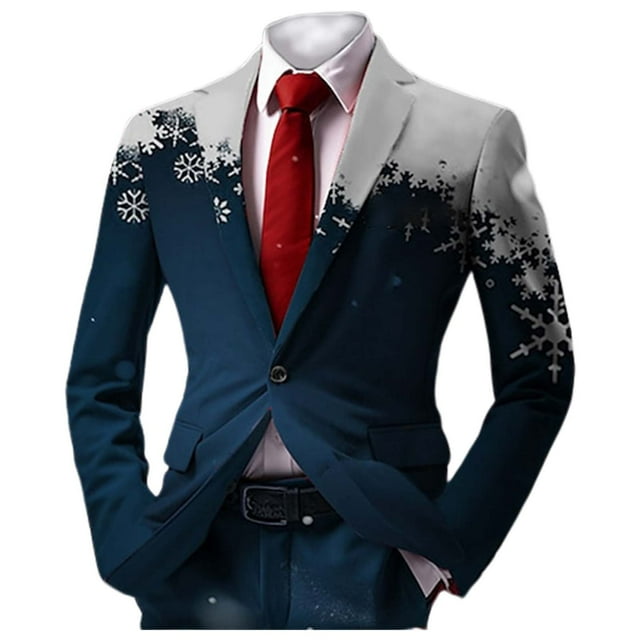 Boho for Mens Breasted Prom Jackets for Men Two Button Retro Ethnic Slim Fit Suit Men Style Suits Open Front Mens Business Suits Business Casual Jacket