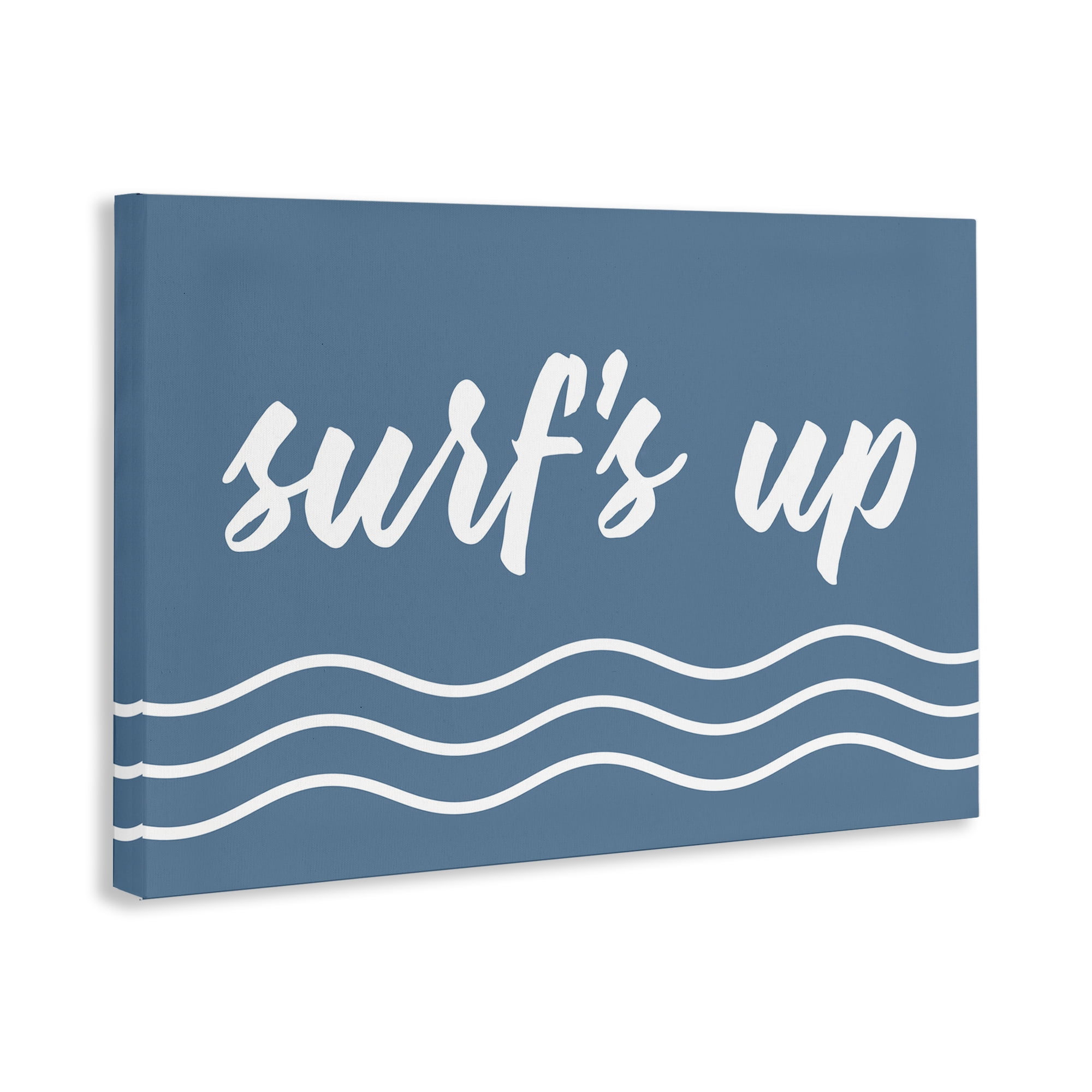 Stupell Industries Blue Surf's Up Typography Painting Gallery Wrapped Canvas Art Print Wall Art, 36 x 24