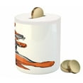 thumbnail image 3 of Fox Piggy Bank, Muscular Fierce Fox Character Intense Sports Animal Mascot Punching Monster, Ceramic Coin Bank Money Box for Cash Saving, 3.6" X 3.2", Orange Grey White, by Ambesonne, 3 of 4
