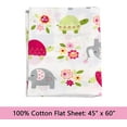 thumbnail image 4 of Sweet Floral Friends Baby Elephant Turtle 3 Piece White Pink Grey Cotton Toddler Sheet Set, 4 of 7