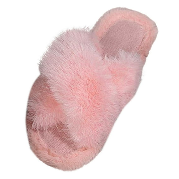 Daznico Women's Open-Toe Slippers Non- Indoor House Shoes Soft Plush Lightweight Warm Cozy for Home Comfort,Color:Pink,Size:8.5