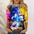 thumbnail image 2 of PMUYBHF T-Shirt Imprimé Joyeuses Fêtes Manches 3/4 Col Rond Blouse 3209 TG, 2 of 5