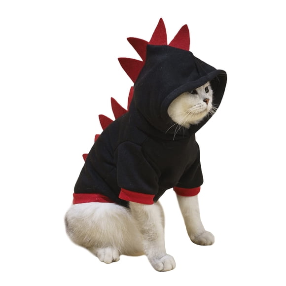Chaqueta con capucha tipo disfraz para perros y gatos QWINEE Dinosaurio Negro M