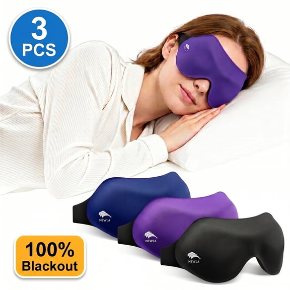 FACEMOON 3 Pack Deep 3D Sleep Mask – 99% Light Blocking, Zero Pressure Comfort | Adjustable Strap for Yoga