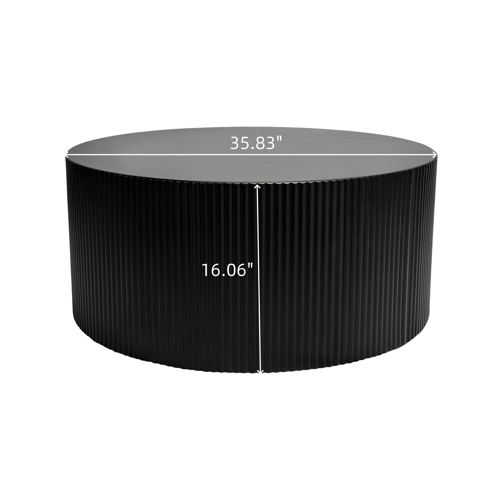 Dasun 35.83" Modern Round Coffee Table, Stylish and Minimalist Wave Stripe Coffee Table, Drum Circle Coffee Table for Living Room, Bedroom, Black