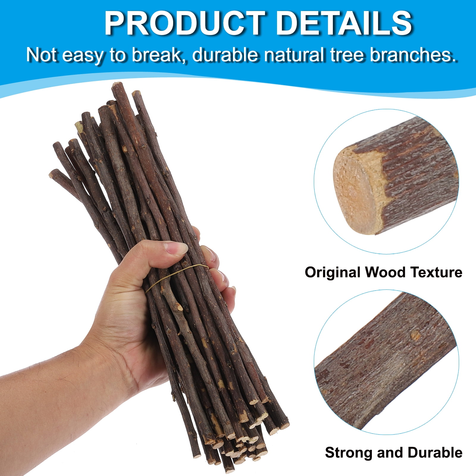 Uxcell 60 Pcs / 30cm Wood Log Sticks, 0.2-0.5inch inch in Diameter Natural Wood Craft Sticks, Dried Wood Sticks Decorative Wood Branch Sticks for DIY Crafts Accessory Photo Props, Brown