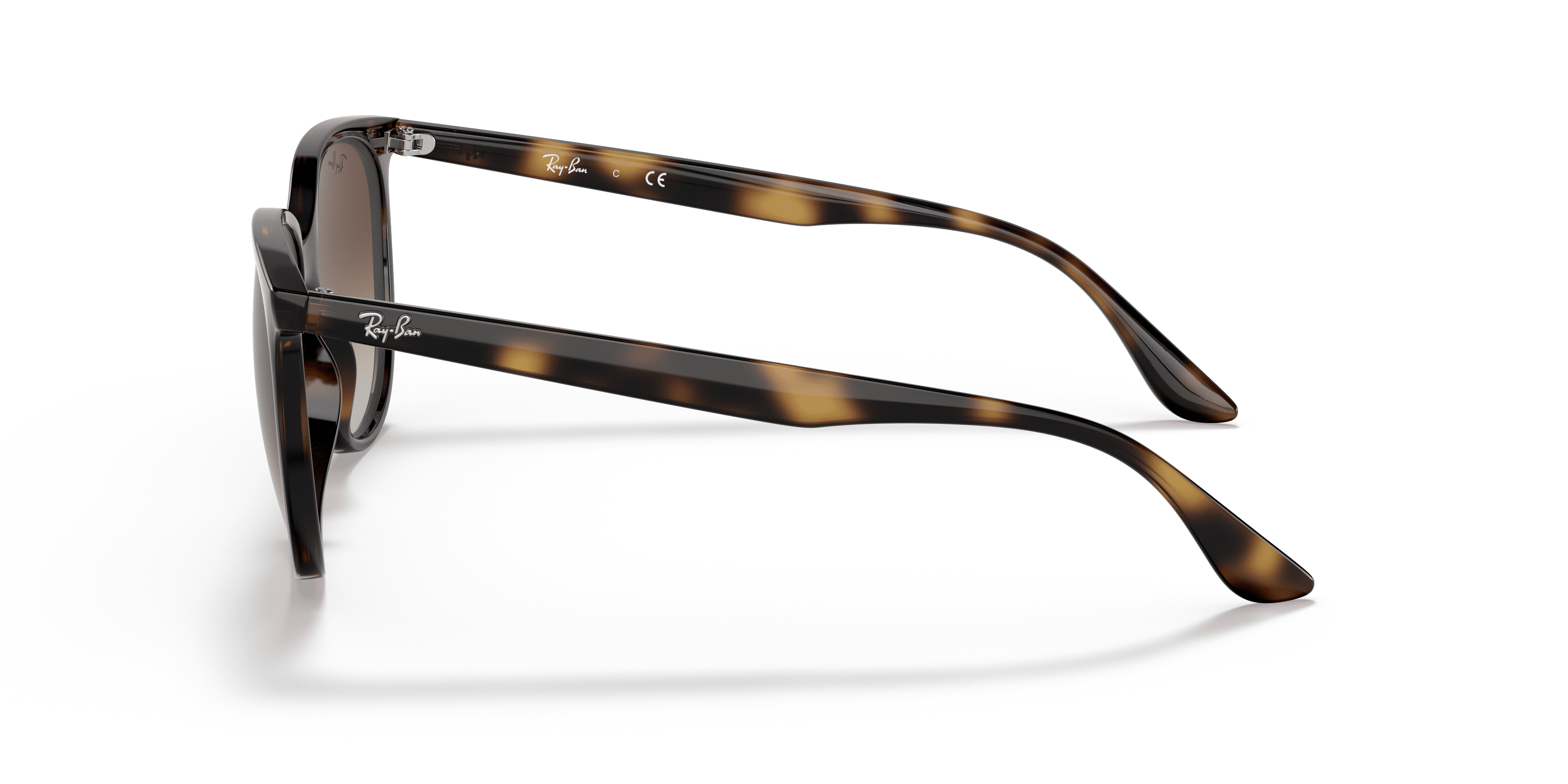 Ray-Ban Square Sunglasses for Women, Polished Havana Frames with Gradient Brown Lenses, Size 54