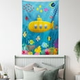 thumbnail image 3 of Yellow Submarine Tapestry, Coral Reef with Colorful Fish Ocean Life Marine Creatures Tropic Kid, Wall Hanging for Bedroom Living Room Dorm Decor, 60W X 80L Inches, Blue Yellow Pink, by Ambesonne, 3 of 5