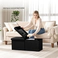 thumbnail image 6 of Storage Bench Folding Ottoman Foot Rest Stool, 34 inch Black Linen Footstool, Short Ottoman Bench, Foot Rest Store as Books, and Blanket Storage or Others, 6 of 6