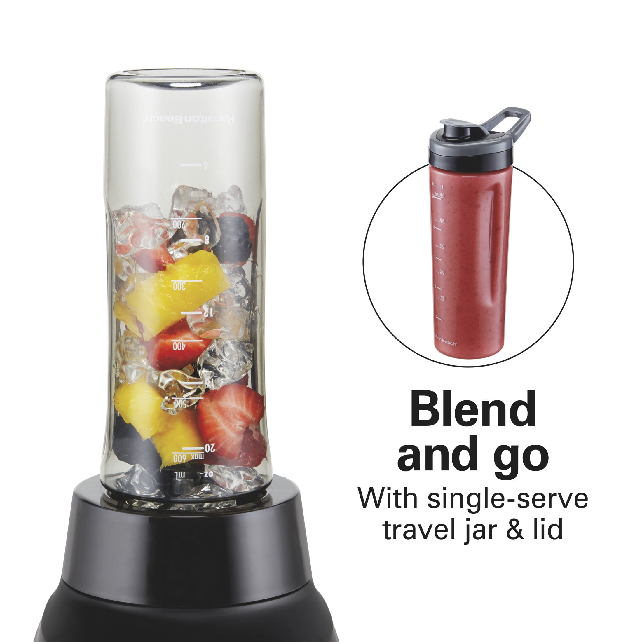 Hamilton Beach 3-in-1 Electronic Kitchen System, Smoothie Blender with 52 oz. Glass Jar, Food Processor Attachment and 20 oz. Travel Jar