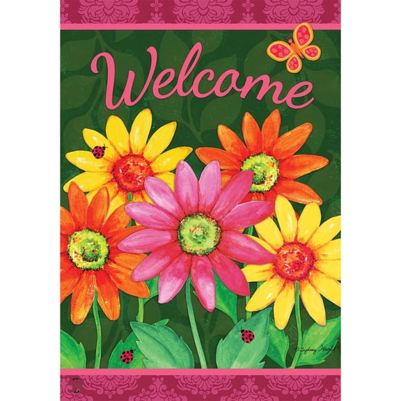 Briarwood Lane House Flag 40x28 For Outdoor Welcome Daisies Spring For Spring House Flag