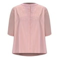 thumbnail image 7 of Diufon Women's Cotton Linen Shirts Summer Casual Vintage Embroidered 3/4 Sleeve Button Down Crewneck Tops, 7 of 7
