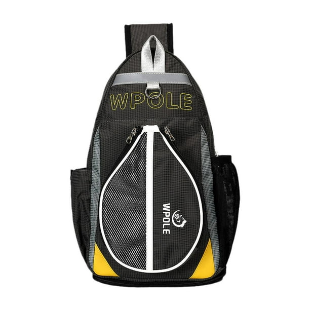 Bolsa de tenis de mesa, bolsa de pecho con bolsillo lateral, resistente, bolsillo para raqueta ajustable Gris grande