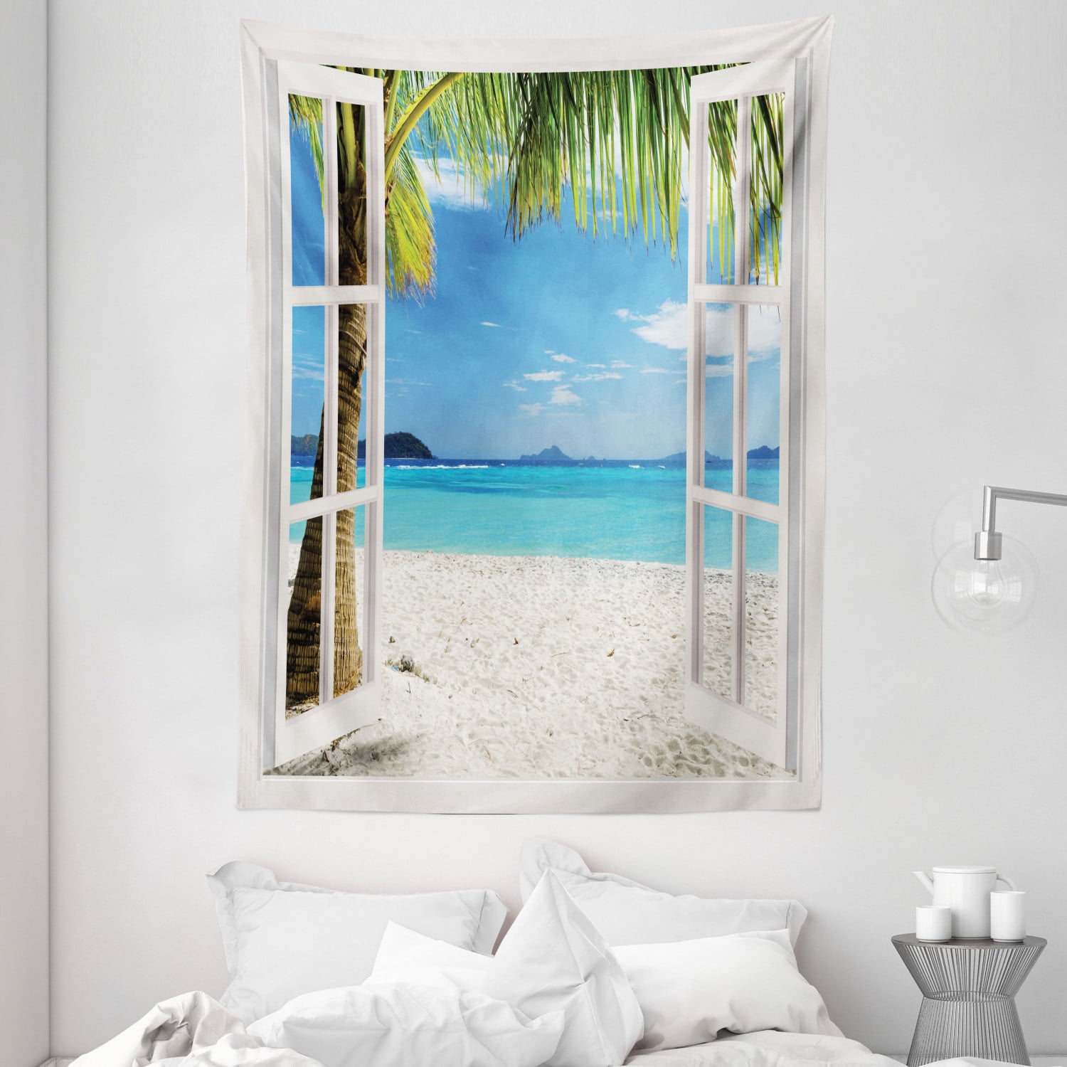 Tropical Beach Palm Sea Tapestry India Wall Art Hanging Tapestry Room Bedspread 