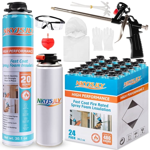 Spray Foam Insulation Kit (24 PK Kit-30.1 oz) 240 Board Feet - Expanding Sealant, High Density Closed Cell Spray Foam Insulation for Walls Ceiling Windows Doors
