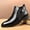 Black, variant on Men's Classic Business Chelsea Boots, Dual Zipper High-Top Slip-On Dress Shoes, Soft Ankle Boots with Embossed Lion Head Design for Formal Events, Parties & Evening Wear