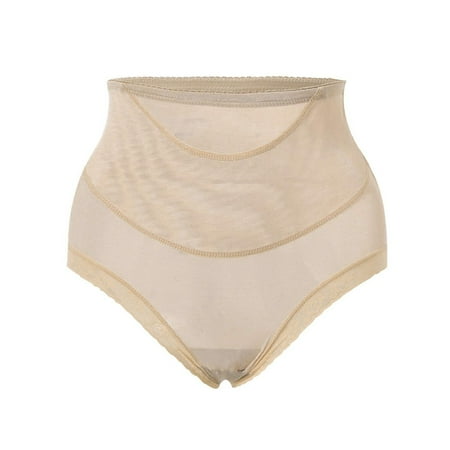 Scyoekwg Womens Underwear High Waisted Underwear Stretchy Comfort Solid Color Ladies Underpants Hipster Panties Hip Lifting Briefs(Beige L)