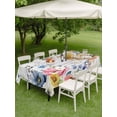 thumbnail image 3 of Outdoor Tablecloth with Umbrella Hole and Zipper, Bunny Easter Rectangle Table Cloth 52x70 Inch Waterproof Tablecloth, Spring Floral Blue Eucalyptus Leaves Wooden Picnic Table Cover for Patio Camping, 3 of 7