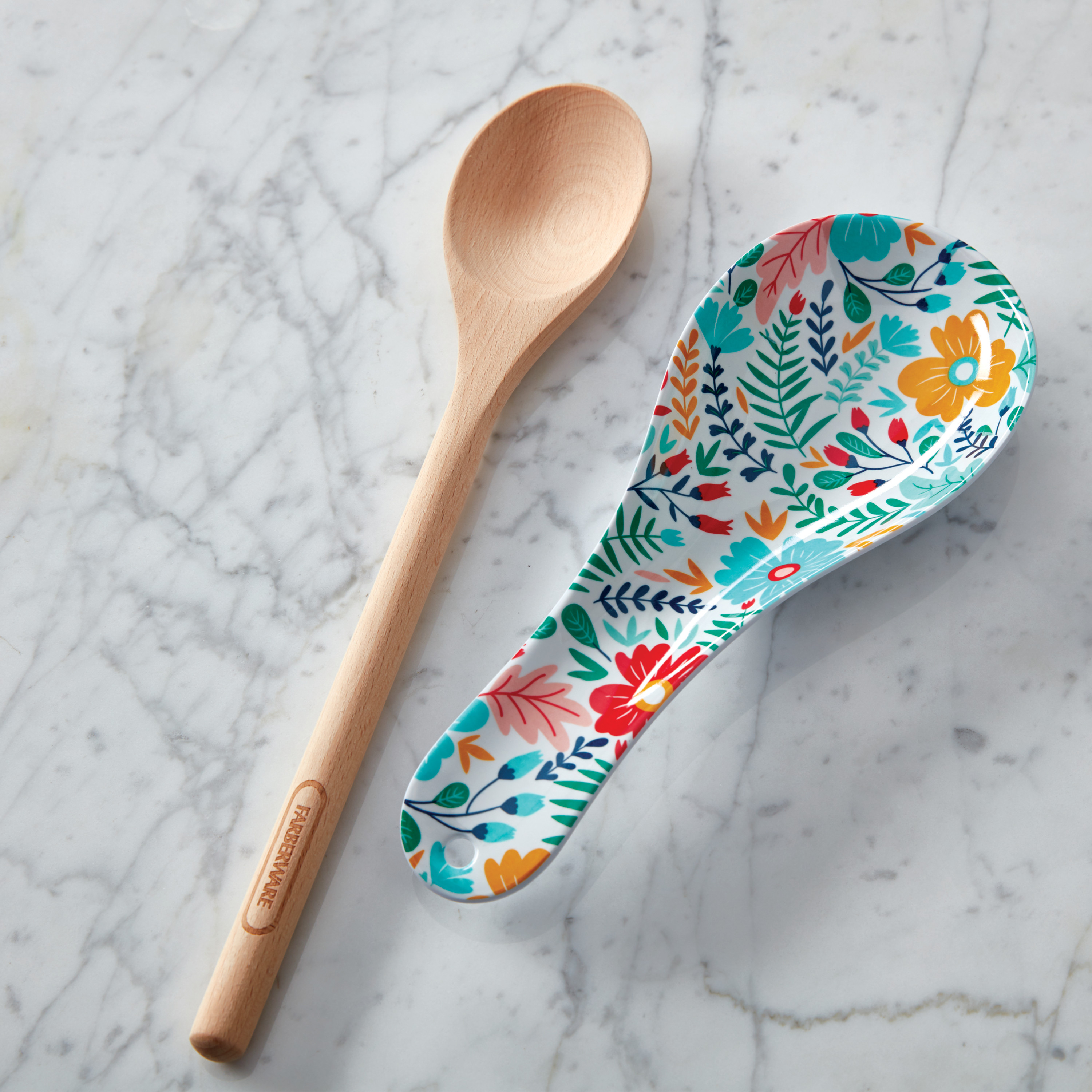 Farberware Professional Floral Pattern Melamine Spoon Rest