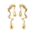 thumbnail image 2 of Hyasfey 1 Pair Women Earring Irregular Liquid Water Drop Shape Stainless Alloy Contrast Color Hollow Out Polished Personality Ear Stud Geometric Long Earrings, 2 of 8