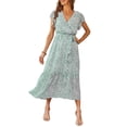 thumbnail image 1 of Vestido PRETTYGARDEN Maxi Floral con Cuello en V Cruzado y Cinturón Talla Grande, 1 of 6