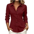 thumbnail image 2 of IUYRTFE Women Lapel Collar Button Down Long Sleeve Shirt for Casual Office Daily Wear, 2 of 5