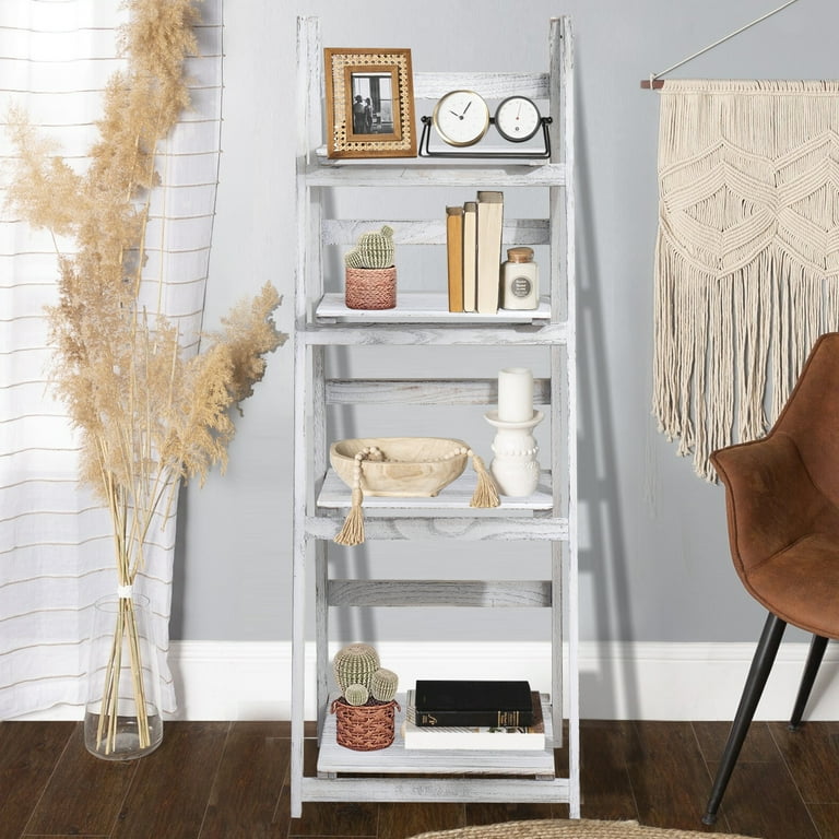 Antique White Ladder Bookshelf injetprint