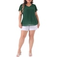 thumbnail image 2 of Agnes Orinda Women's Plus Size Pin Dots Short Sleeve V Neck Casual Plain Top 3X Dark Green, 2 of 6