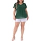 thumbnail image 2 of Agnes Orinda Blusa Casual de Manga Corta con Puntos para Mujer Talla Grande 3X Verde Oscuro, 2 of 6