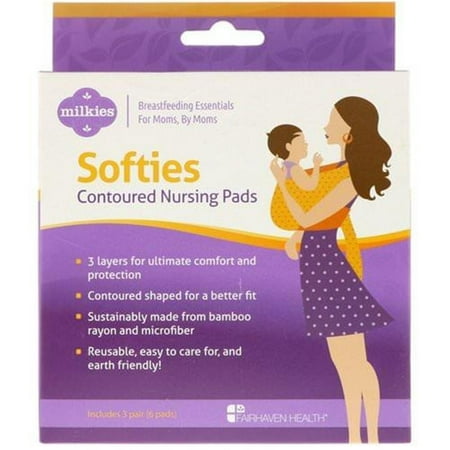 UPC: 0895749000523 | Fairhaven Milkies Softies Contoured Nursing Pads 3PK Leak-Protection Natural White softies-nursing-pads