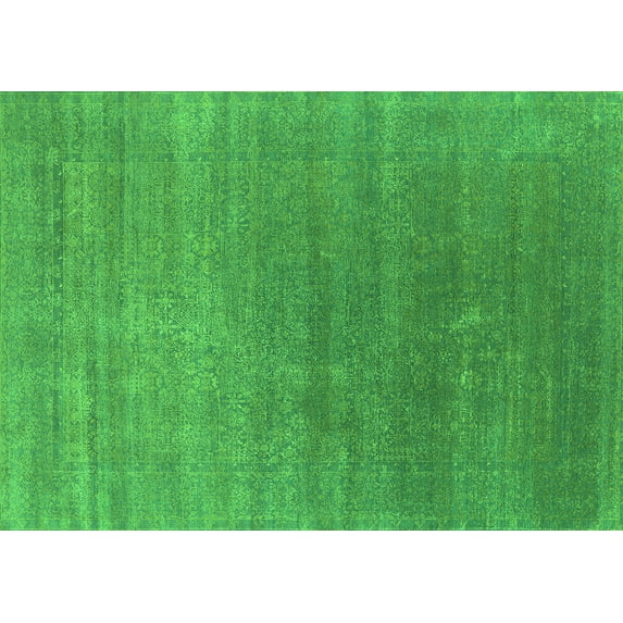 Ahgly Company Machine Washable Indoor Rectangle Oriental Green Industrial Area Rugs, 5' x 7'