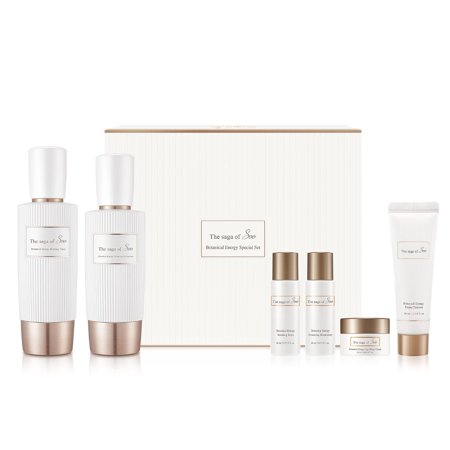 Sooryehan THE SAGA OF SOO BOTANICAL ENERGY (360 ml / 12.17 Fl Oz) - Korean Skincare Gift Set by LG BEAUTY. Botanical Energy Boosting Toner, Balancing Moisturizer, Cream, Foam Cleanser.