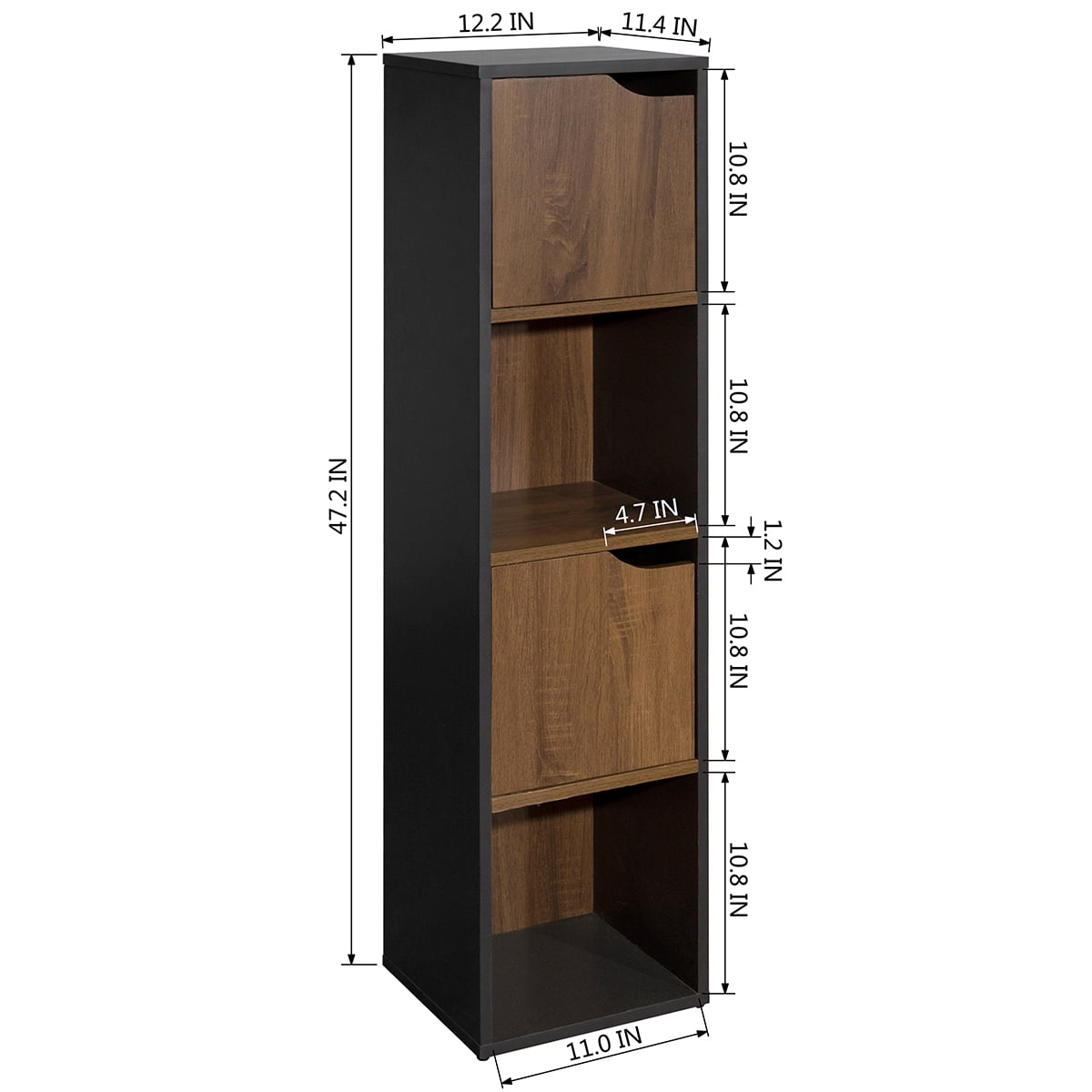 Kepooman 4-Shelf Modern Bookshelf, Open Bookcase with Storage Shelves, Floor Standing Unit, Brown Kepooman 4-Shelf Modern Bookshelf, Open Bookcase with Storage Shelves, Floor Standing Unit, Brown