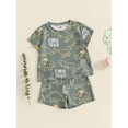 thumbnail image 6 of Nygoyerh 2Pcs Baby Boy Outfits Short Sleeve Dinosaur/Baseball Print Tops + Shorts Set Toddler Clothing, 6 of 9