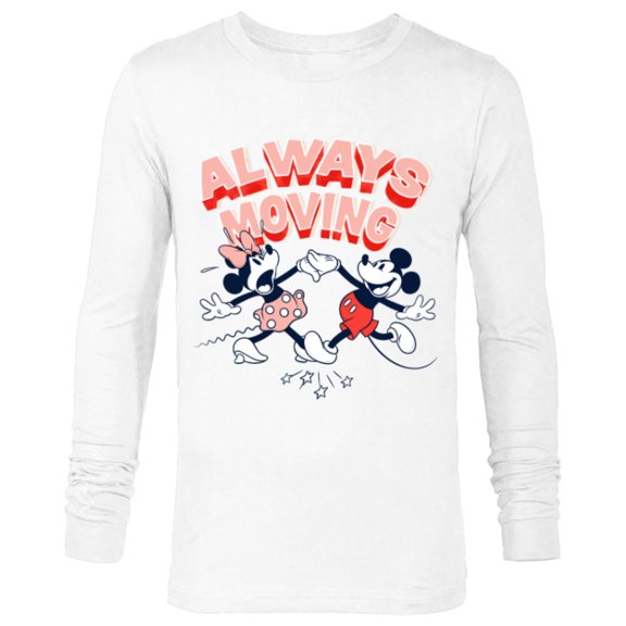 Disney Mickey and Minnie Always Moving Retro - Long Sleeve T-Shirt for Men - Customized-White