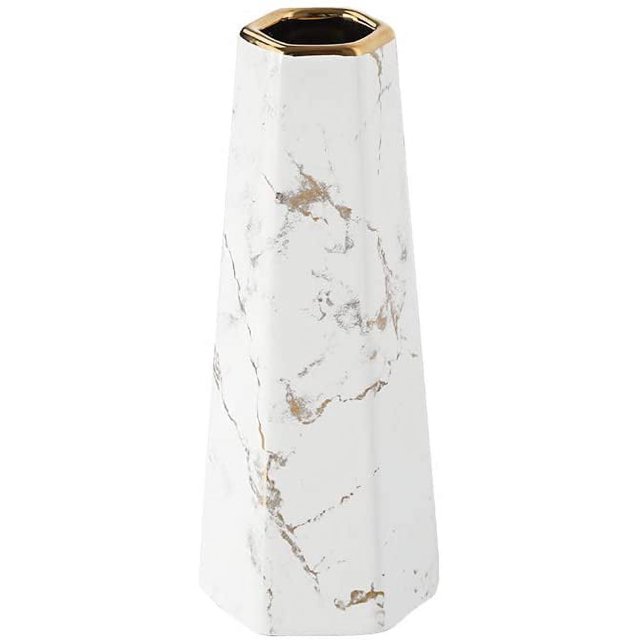 Jarrón de mármol de oro blanco de 20cm, jarrones decorativos de diseño alto de cerámica para centro de mesa de boda, fiesta en casa