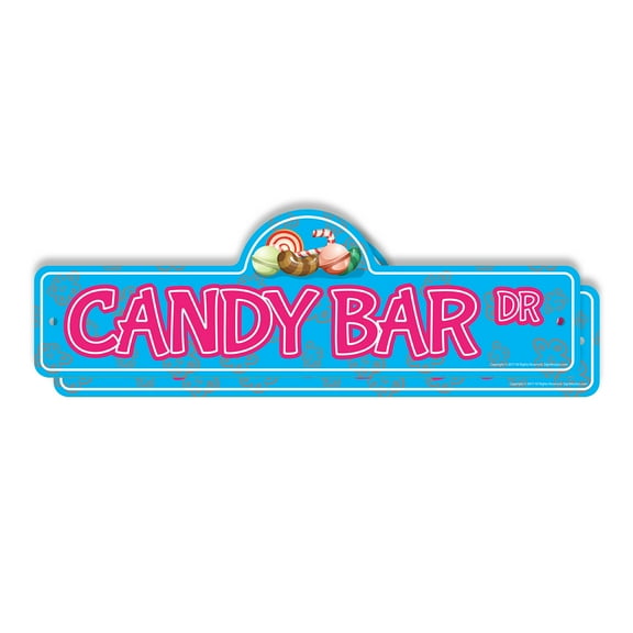 Candy Bar (2 Pack) Plastic Street Sign - 6 Inch X 18 Inch Gift Chocolate Snack Sweet Treat Wrapper Dessert Sugar Energy Fun Kids