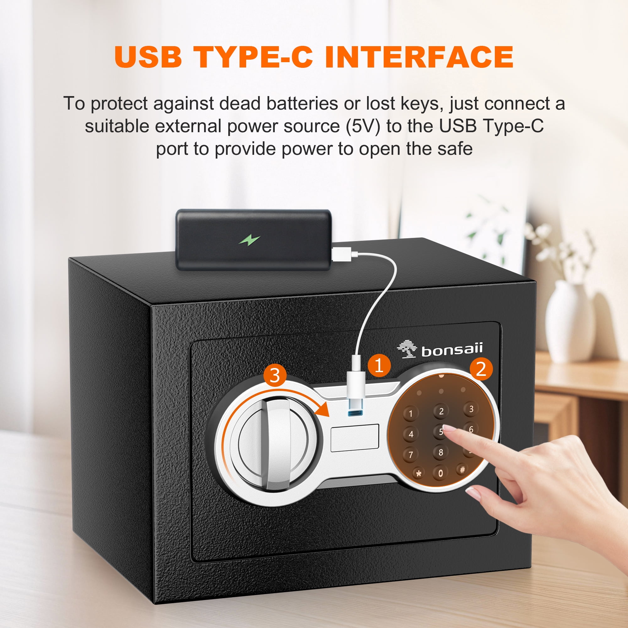 Bonsaii 0.23 Cubic Feet Safe Electronic Digital Security Small Money Safe Box with Keypad Lock & Key Lock