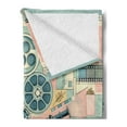 thumbnail image 2 of Ambesonne Cinema Lover Fleece Throw Blanket Movie Themed Modern 50"x60" Almond Green Blush Peach, 2 of 5
