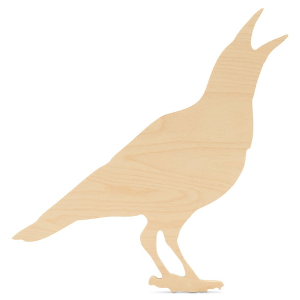 Raven Wooden Cutout 12 x 11 Inches, 25 Unfinished Birch Wood Animal Cutouts  for Halloween Decor and DIY Crafts, by Woodpeckers 